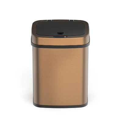 LunaLulinlk 3.2 Gallon Trash Can, Touchless Bathroom Trash Can, Gold Stainless Steel