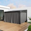 FUFU&GAGA Modern Wall Outdoor Patio Gazebo with Galvanized Steel Hardtop Aluminum Frame, Removable Curtains & Deep Gray Mosquito Netting - 2 of 4