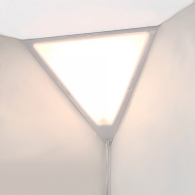 Home Concept Beacon 16 Inch Triangle Corner Ceiling Light with 17 Foot AC Power Cord, Frosted Acrylic Diffuser, and On/Off Rocker Switch, White