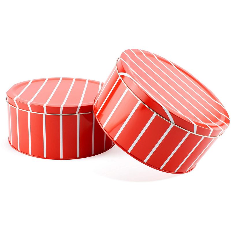 Decorae Round Cookie Tins, 2pk, for Baked Goods and Cake for Special Occasions, Christmas, Valentines Day and More, 1 of 7