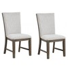 Royal Hampton Side Dining Chair Set of 2, Oak Brown Wood, Gray Fabric and Foam - 2 of 4