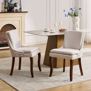 CAVINAS Modern Dining Chairs, Dining Chairs Set of 2, Double-layer Cushioned Chenille fabric Upholstered Side Leisure Chairs with Mid Back - 1 of 4