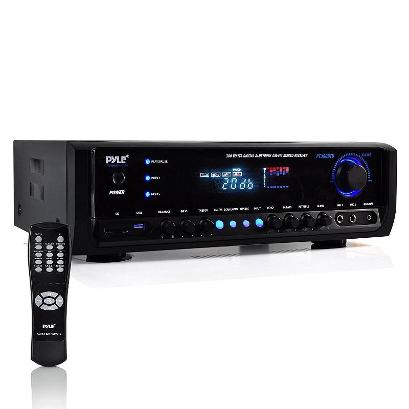 Pyle PT390BTU Digital Home Theater Bluetooth 4 Channel Radio Aux Stereo Receiver Connects to TV, Home Theaters, and External Speaker Systems, 1 of 7