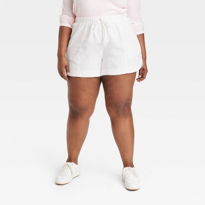 Women's High-Rise Linen Pull-On Shorts - Universal Thread™ White 2X