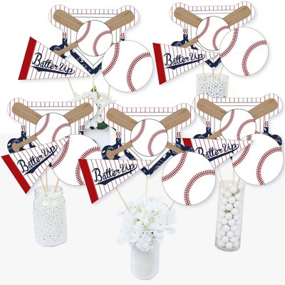 Big Dot of Happiness Batter Up - Baseball - Baby Shower or Birthday Party Centerpiece Sticks - Table Toppers - Set of 15