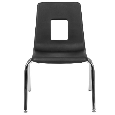 Black Ergonomic Mid-Back Metal Classroom Stacking Chair
