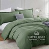 Olive Green Queen Duvet Cover Set, 3 Piece, Soft Double Brushed, 90x90 Inch Duvet with Buttons, 2 Pillow Shams - 2 of 4