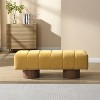 MOEPISY Upholstered Dining Bench for Dining Room, No-Assembly End of Bed Entryway Bench Ottoman Yellow - 2 of 4
