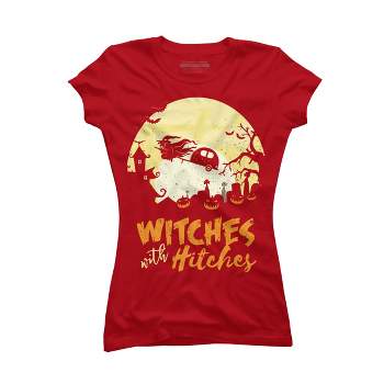 Junior's Design By Humans Halloween Camping Witches Hitches Funny By RedBirdLS T-Shirt