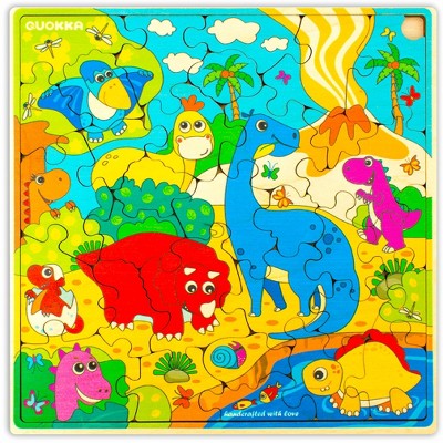 QUOKKA 28 Pieces Wooden Puzzles for Kids 3 4 5 Years Old