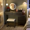 Besiost Vanity Desk with Soft Stool and LED Mirror ,Makeup Table with Wood Drawers - 3 of 4
