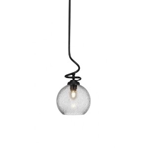 Toltec Lighting Capri 1 - Light Pendant in  Matte Black with 9.5" Smoke Bubble Shade - 1 of 2