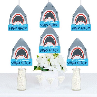 Big Dot of Happiness Shark Zone - Shark Decorations DIY Jawsome Shark Viewing Week Party or Birthday Party Essentials - Set of 20