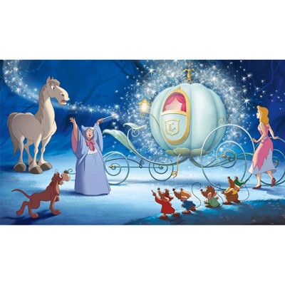 6'x10.5' XL Disney Princess Cinderella Carriage Chair Rail Prepasted Mural Ultra Strippable - RoomMates