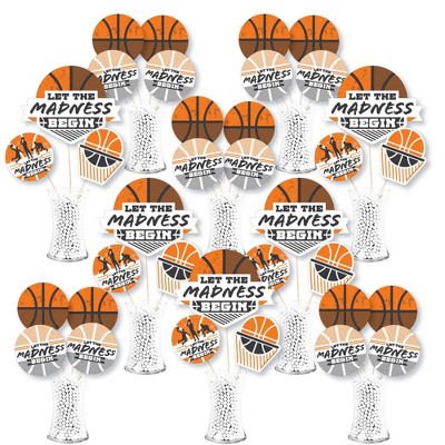 Big Dot of Happiness Basketball - Let the Madness Begin - College Basketball Party Centerpiece Sticks - Showstopper Table Toppers - 35 Pieces