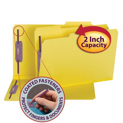 Pressboard File Folder with SafeSHIELD∆ Fasteners, 2 Fasteners, 1/3-Cut Tab, 2" Expansion, Legal Size, 25 per Box