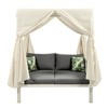 Outdoor Patio Rattan Canopy Daybed Sunbed with Curtain and Woven Rope Arm - 2 of 4