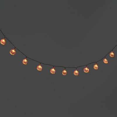 20ct LED Battery Operated Iridescent Pumpkin Halloween Indoor Outdoor Novelty String Lights Black/White - Hyde and EEK! Boutique™