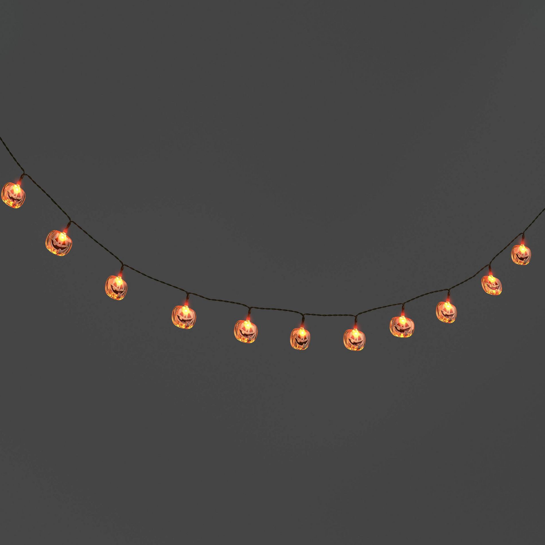 20ct LED Battery Operated Iridescent Pumpkin Halloween Indoor Outdoor Novelty String Lights Black/White - Hyde and EEK! Boutique™