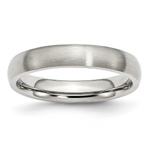 Black Bow Jewelry 4mm Brushed Domed Comfort Fit Band in Stainless Steel - 1 of 4