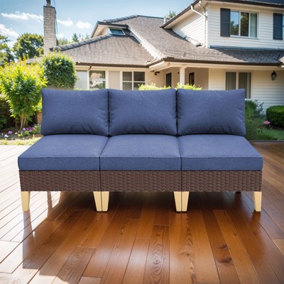 Gymojoy 2PCS Outdoor Patio Sectional Sofa Wicker Sofa Rattan & Wicker Modern Modular Sofa