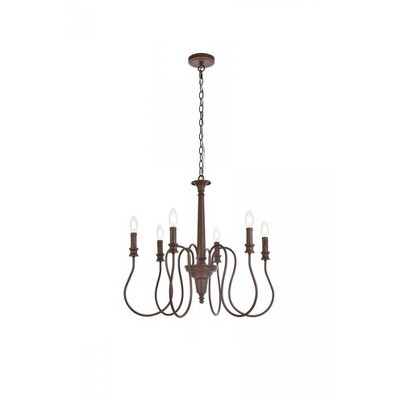 Elegant Lighting Flynx 6 lights pendant in weathered oak