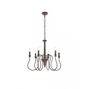 Elegant Lighting Flynx 6 lights pendant in weathered oak - 1 of 4