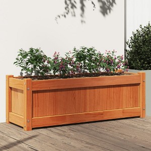 vidaXL Garden Planter Wax Brown 35.4"x12.2"x12.2" Solid Wood Pine - 1 of 4