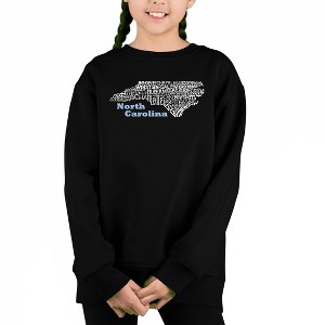 LA Pop Art North Carolina - Girl's Word Art Crewneck Sweatshirt - 1 of 3
