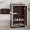 Modern Shoe Storage Cabinet, Elegant Decor Mirrored Cabinet with Silver Edging,Mirrored Cabinet with Double Door Storage,  For Entryway Hallway - 3 of 4