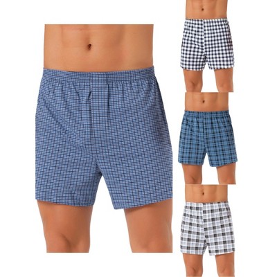 INSPIRE CHIC Men's 4 Pack Classic Plaid Pattern Boxer Shorts Underwear
