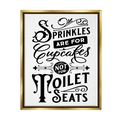 Stupell Industries Funny Bathroom Toilet Seat Framed Floater Canvas Wall Art