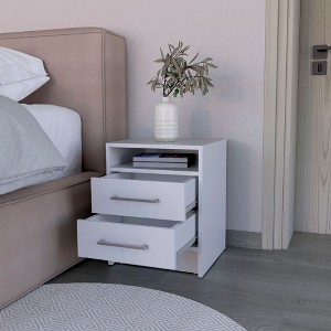 Kumasinova Modern 19.9" Night Stand with Drawers,Wood Nightstand with Open Shelf,Compact Bedside Table with Metal Handles for Bedroom - 1 of 4