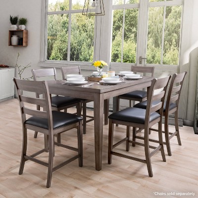 Contemporary Washed Gray Wood Counter Height Dining Table