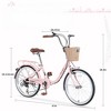Infurnic Bicycles, 22 Inch Ladies Bicycle with Basket, Commute Bicycle Women Ladies, Pink, 61"*24.41"*38.9" - 2 of 4