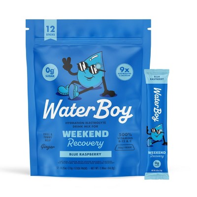 Waterboy Hydration + Weekend Recovery Vegan Dietary Supplement - Blue Raspberry - 2.96oz/12ct