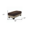 HomeRoots 48" Brown and Cream Faux Leather And Microfiber Tufted Storage Ottoman - 3 of 4