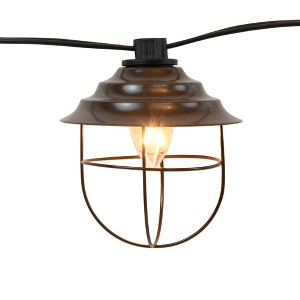 10 Lights Metal Up Lid Electric Café String Lights Bronze: Outdoor Party Incandescent UL Listed, Connects End to End - 1 of 4