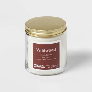 7oz Glass Jar Wildwood Candle with Lid - Room Essentials™: Scented, Spring Theme, 25hr Burn Time - 1 of 3