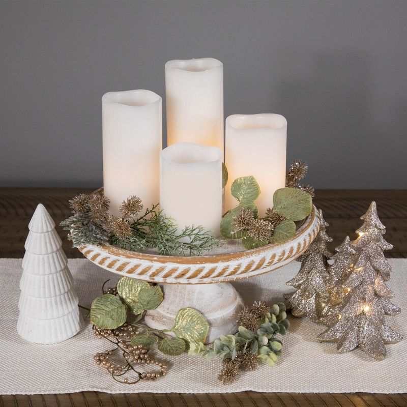 Northlight Set of 4 Solid White Flickering LED Flameless Wax Pillar Candles 7", 2 of 8