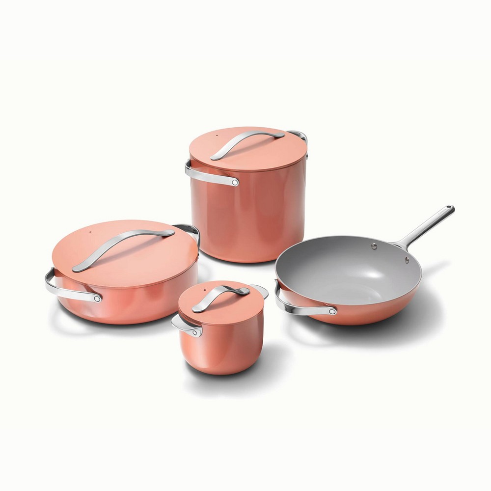 Photos - Bakeware Caraway Home 8pc Cookware Set Perracotta: Nonstick Ceramic Kitchenware, Pot & Pan Set with Lid Organizer, Gas & Electric Com