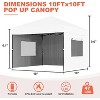 10x10 Pop Up Canopy Tent with 3 Sidewall, Heavy Duty Outdoor Instant Canopy, 3 Adjustable Heights - 3 of 4