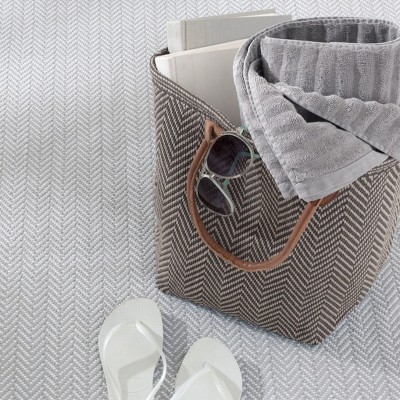 Pearl Grey Herringbone Handwoven Synthetic Runner Rug 2'6" x 12'