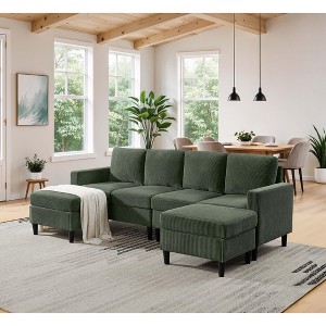 Racxily Upholstered Modular Sectional Soafa, Sectional Couches for Living Room, U-Shaped Sofa Couch with 2 Ottomans - 1 of 4