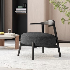 27.5" Modern Accent Chair with Boucle Fabric Upholstered Wide Seat and Birch Wood Frame for Living Room,Bedroom-Baofuwish - 1 of 4