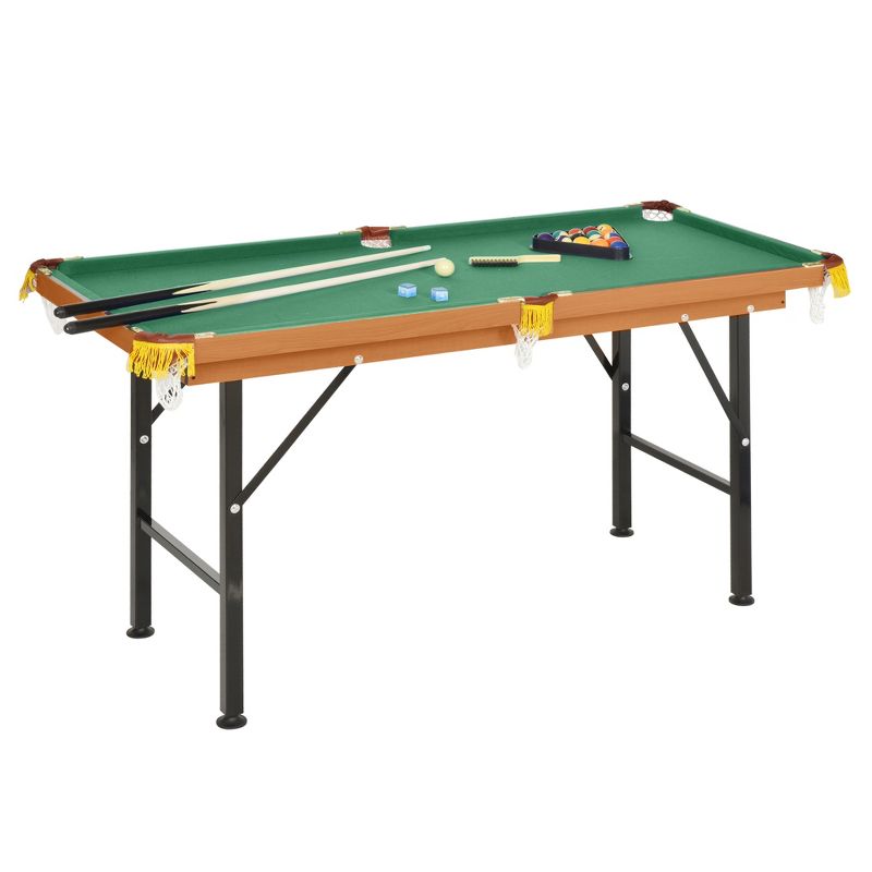 Soozier 55'' Portable Folding Billiards Table Game Pool Table for Kids Adults With Cues, Ball, Rack, Brush, Chalk, 1 of 9