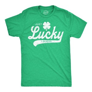 Mens Funny T Shirts Just Lucky I Guess St Patricks Day Novelty Tee For Men - Crazy Dog Men's T Shirt - 1 of 4