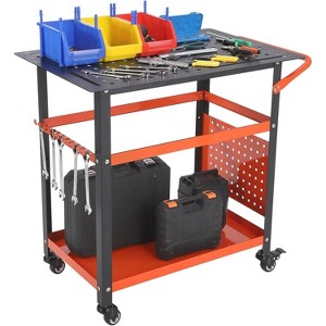Acekool Portable Rolling Welding Table 36"x24" Steel Top with Pegboard, 5/8-Inch Holes, Tool Slots, Storage Shelf, 1200LB Capacity, Orange - 1 of 4