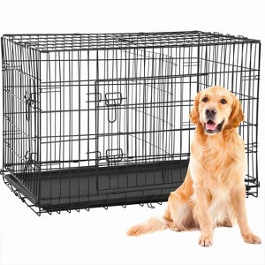 FDW 42 Inch Dog Crates for Large Dogs Folding Metal Wire Crates Dog Kennels Pet Dog Cage Crate with Double-Door,Divider Panel, Removable Tray and - 1 of 4