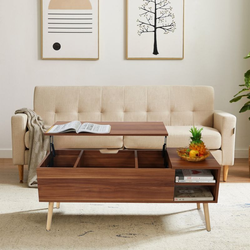 Modern Lift Top Coffee Table, Accent Computer Table with Hidden Compartment and Storage Shelf For Living Room/Office 4A - ModernLuxe, 2 of 11